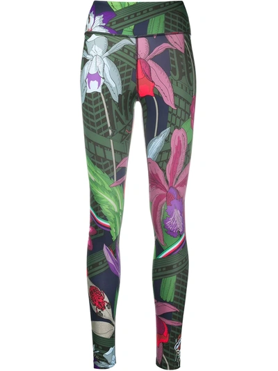 Nike Performance Multicolor Floral Leggings In Green