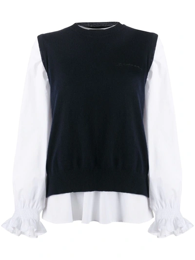 Ermanno Ermanno Knit-vest Blouse In Blue
