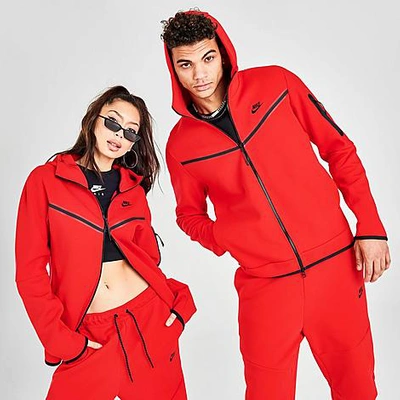 Nike Men's Sportswear Tech Fleece Taped Full-zip Hoodie In University Red/black  | ModeSens