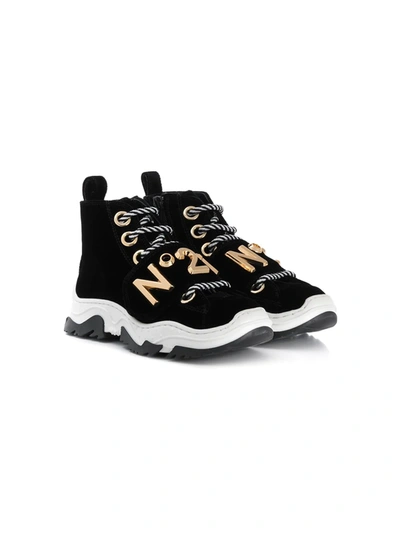 N°21 Teen Logo Plaque High-top Trainers In Black