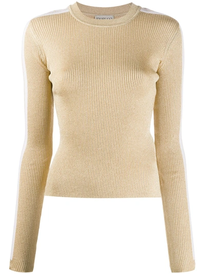 Fiorucci Side-stripe Ribbed-knit Jumper In Gold