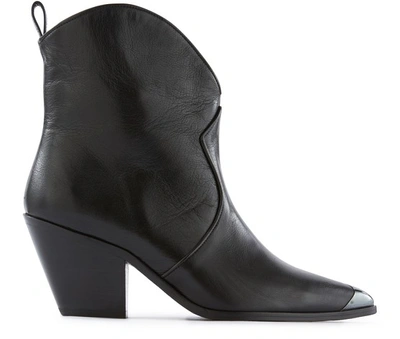 Anine Bing Chunky-heel Ankle Boots In Black With Metal Toe Cap