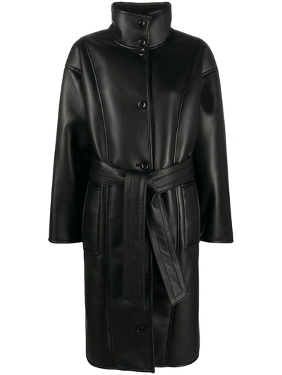 Stand Studio Kristina Faux Shearling-lined Faux Leather Coat In Black