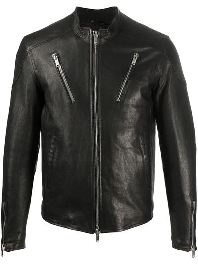 Dondup Fitted Lambskin Jacket In Black