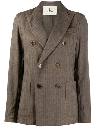 Barena Venezia Herringbone Double-breasted Blazer In Brown