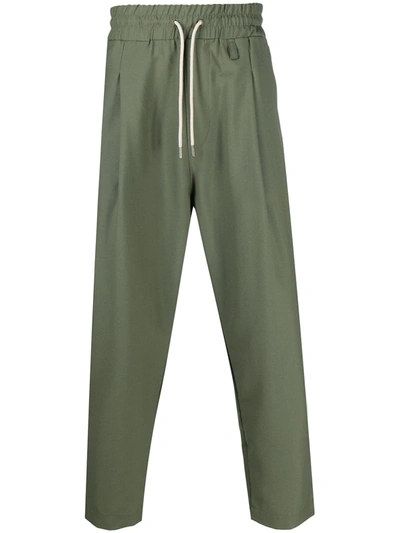 Drôle De Monsieur Drawstring Cropped Trousers In Green