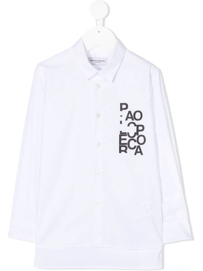 Paolo Pecora Kids' Logo-print Long Sleeved Shirt In White