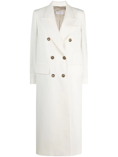 Alberto Biani Double-breasted Cotton Midi Coat In White
