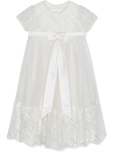 Dolce & Gabbana Babies' Lace-embroidered Silk Dress In White