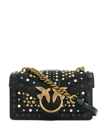 Pinko Love Studded Leather Bag In Black