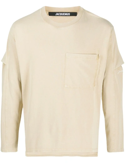 Jacquemus Tucked Sleeve T-shirt In Neutrals