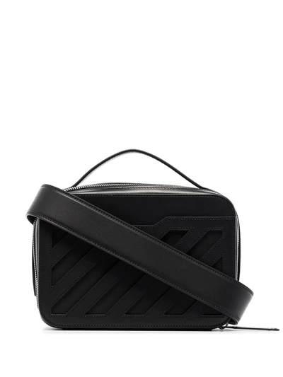 Off-white Striped Leather Belt Bag In Black