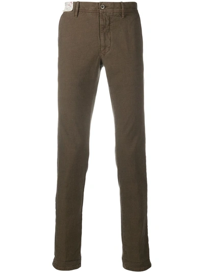 Incotex Mid-rise Straight Leg Chino Trousers In Green