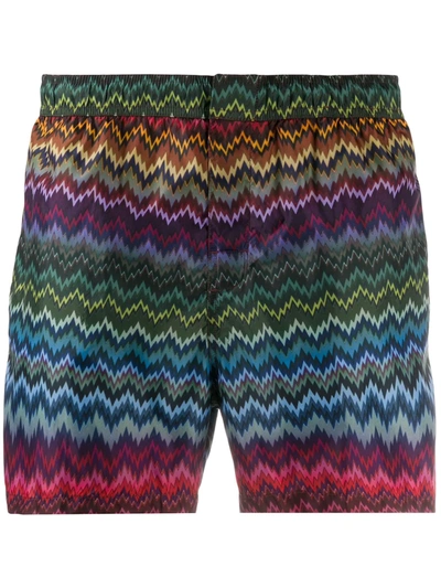 Missoni Mid-length Printed Swim Shorts In Green