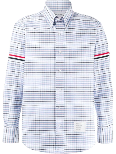 Thom Browne Button-down Collar Appliquéd Grosgrain-trimmed Checked Supima Cotton Oxford Shirt In White