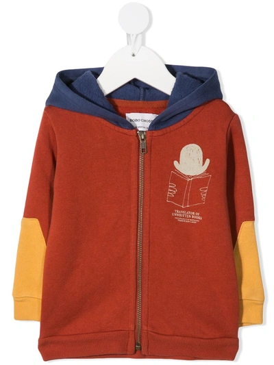 Bobo Choses Babies' Organic Cotton Zip-up Sweatshirt Hoodie In Orange
