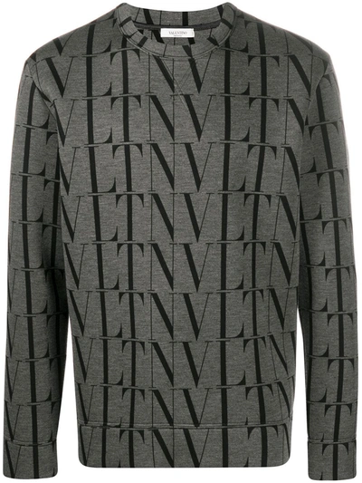 Valentino Vltn Times Wool Sweater In Grey