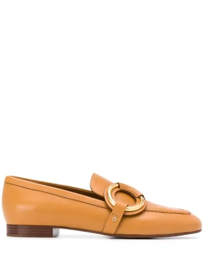 Chloé Ring-detail Loafers In Brown