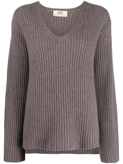 Sminfinity Long-sleeve Knitted Top In Neutrals