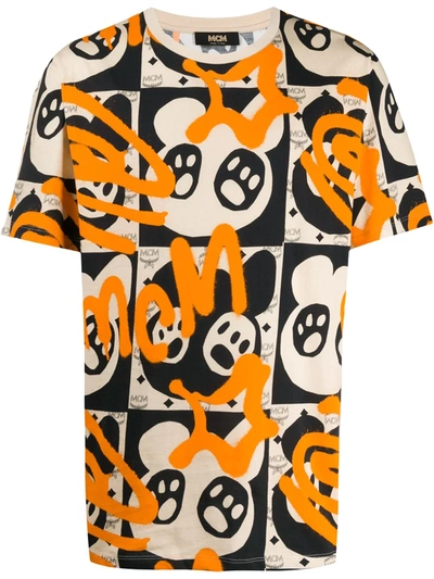 Mcm Graffiti Print T-shirt In Orange