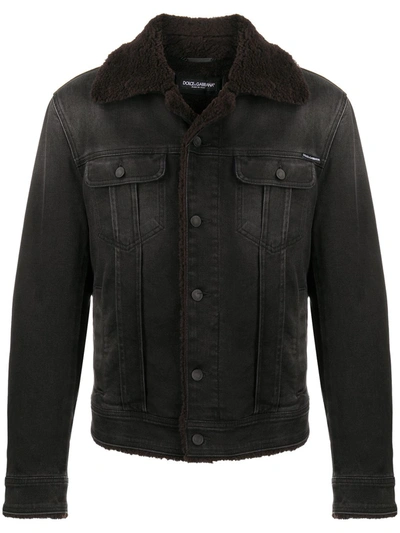 Dolce & Gabbana Black Denim Jacket With Wool Lining