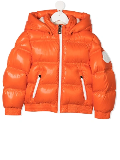Moncler Kids' Logo Patch Puffer Jacket In Orange