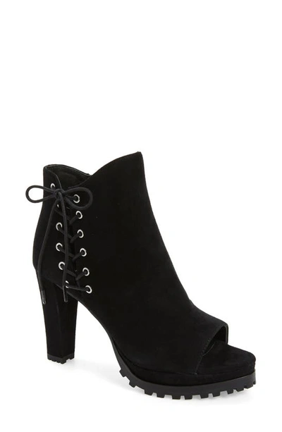 Allsaints Michela Lace-up Platform Bootie In Black Suede
