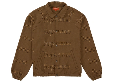 Pre-owned Supreme  Houndstooth Logos Snap Front Jacket Brown