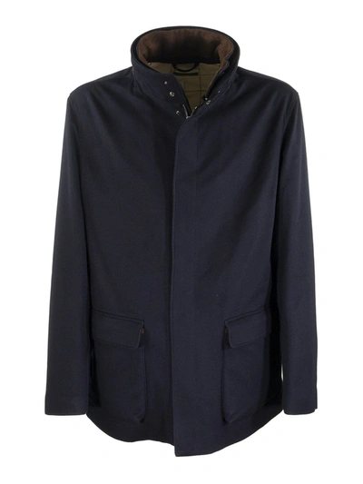 Loro Piana Winter Voyager Jacket Cashmere Storm System In Midnight Blue