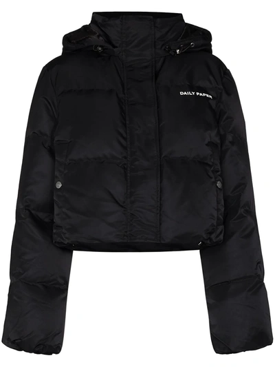 Daily Paper Cropped Puffer Jacket In Black