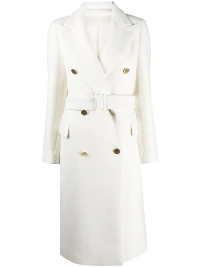 Tagliatore Double-breasted Belted Coat In White