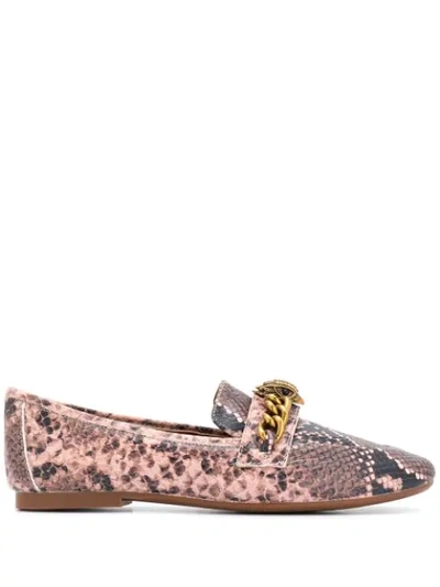 Kurt Geiger Chelsea Snakeskin Print Loafers In Pink