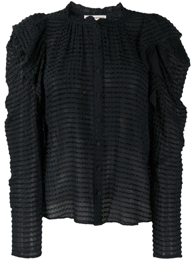 Ulla Johnson Textured Long-sleeved Blouse In Black
