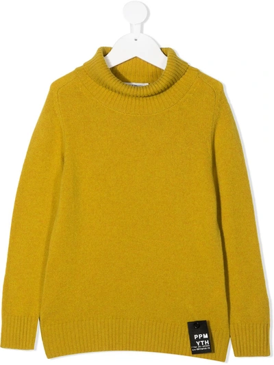 Paolo Pecora Kids' Logo Patch Roll Neck Jumper In Yellow