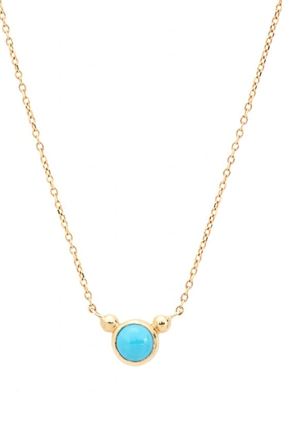 Anzie Bonheur Turquoise Pendant Necklace In Gold