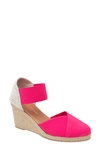 Andre Assous Anouka Espadrille Wedge In Neon Pink Fabric
