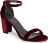 Stuart Weitzman Nearlynude Shimmery City Sandal In Scarlet Velvet