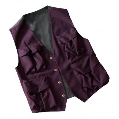 Pre-owned Versace Silk Waistcoat In Burgundy