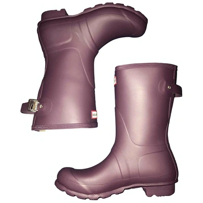 Pre-owned Hunter Ankle Boots In Purple