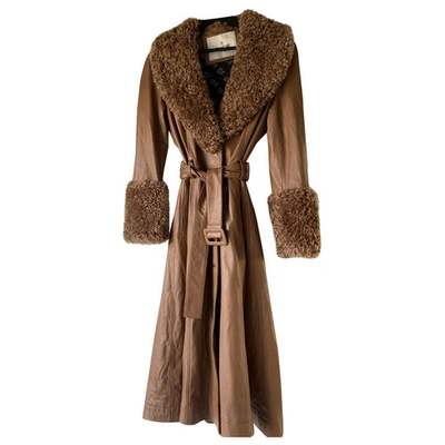 Pre-owned Ducie Leather Coat In Camel