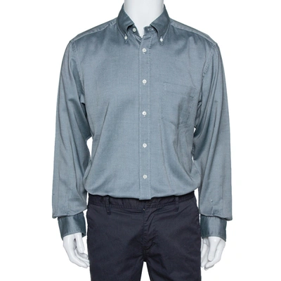 Pre-owned Ermenegildo Zegna Monochrome Oxford Cotton Long Sleeve Shirt Xl In Black