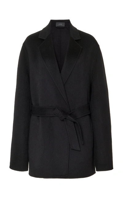 Joseph Cenda Belted Wool-cashmere Wrap Jacket In Black