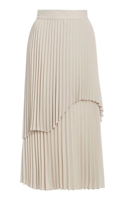 Beaufille Janco Asymmetric Plissã© Midi Skirt In Grey