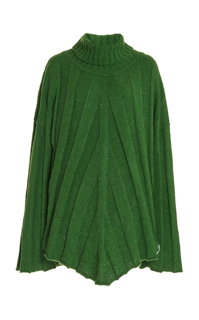 Boyarovskaya Oversized Ribbed-knit Turtleneck Sweater In Green