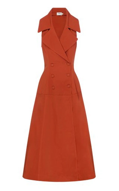Aje Interlace Tie-accented Gabardine Trench Coat Dress In Orange