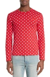 Comme Des Garçons Play Dot Print Long Sleeve Crewneck T-shirt In Red