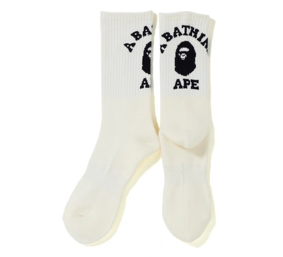 Pre-owned Bape College Socks (fw19) White