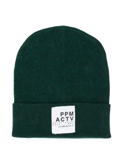 Paolo Pecora Kids' Logo Patch Beanie Hat In Green