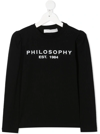 Philosophy Di Lorenzo Serafini Kids' Logo Print T-shirt In Black