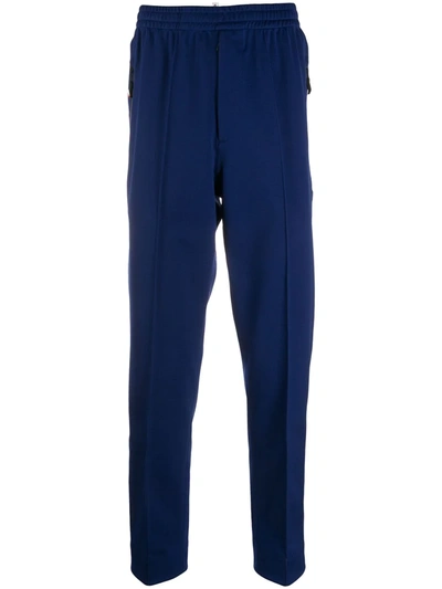 Moncler Tapered Piped-trim Track Pants In Blue